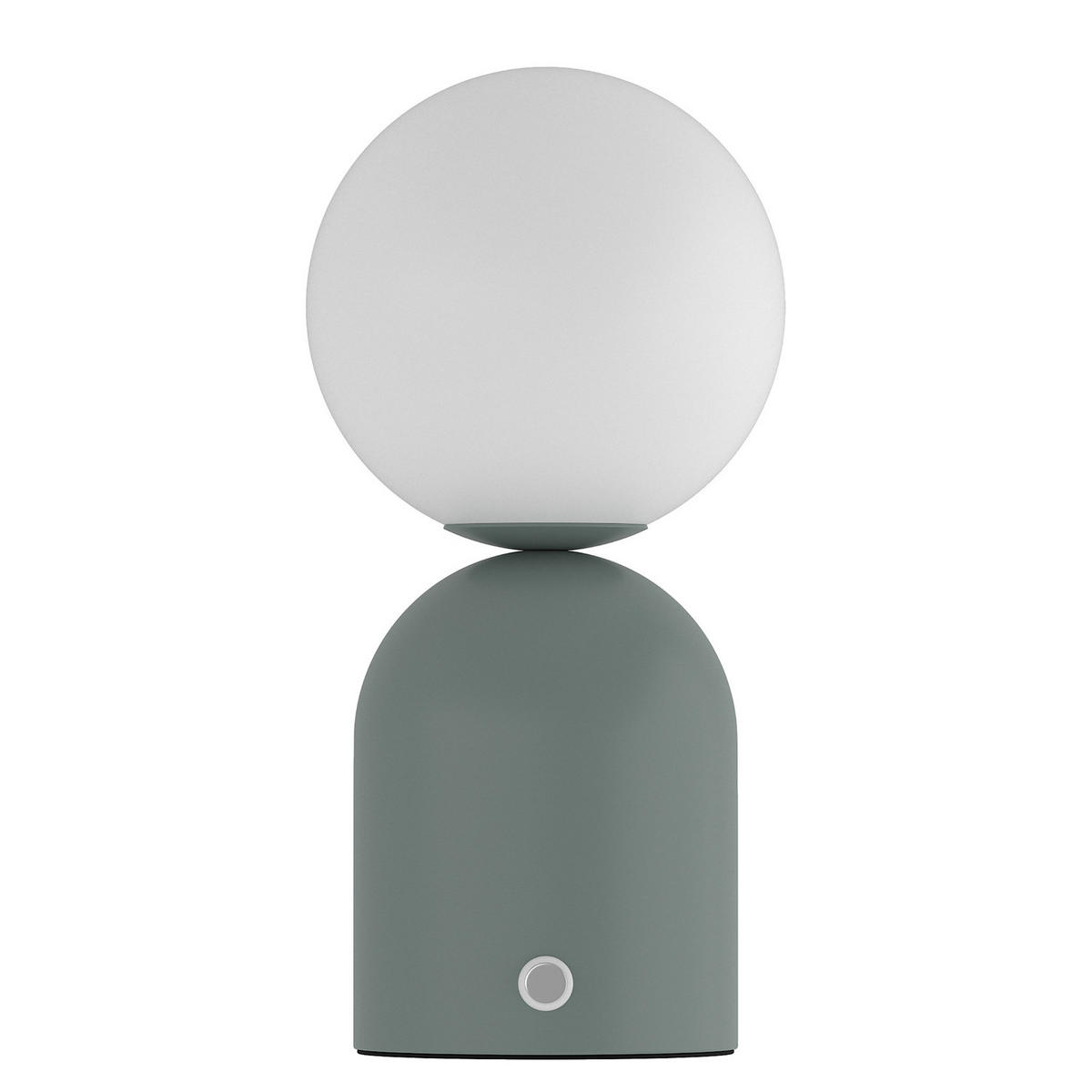 AKKU-TISCHLEUCHTE - Opalglas / Eisen - Weiß / Salbei - Weiß/Grün, Glas/Metall (10/10/21cm) - home24