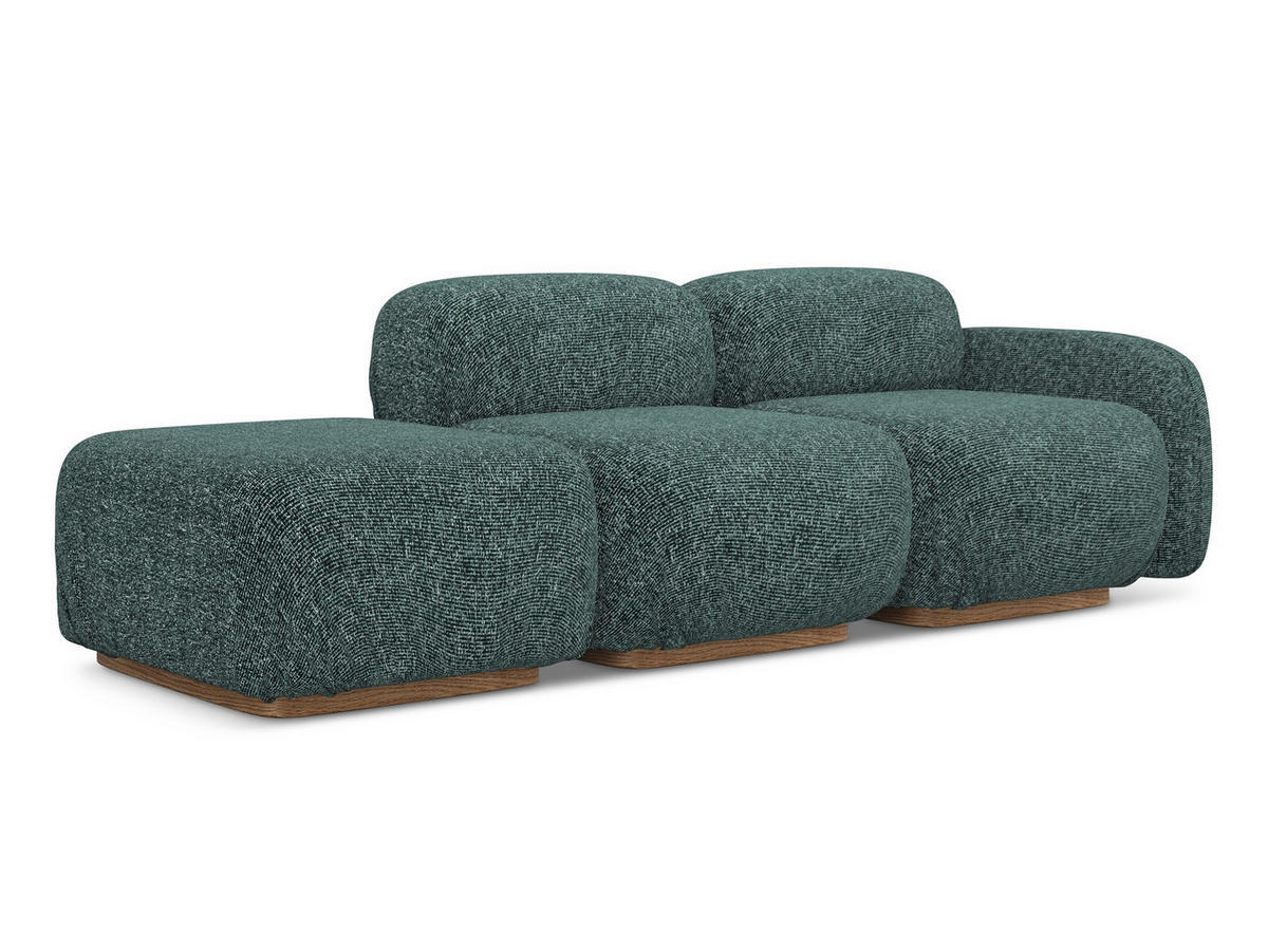 3-SITZER SOFA Links Strukturstoff Stoff Blau - Blau/Blaugrau, Holz/Textil (258/73/95cm) - Makamii