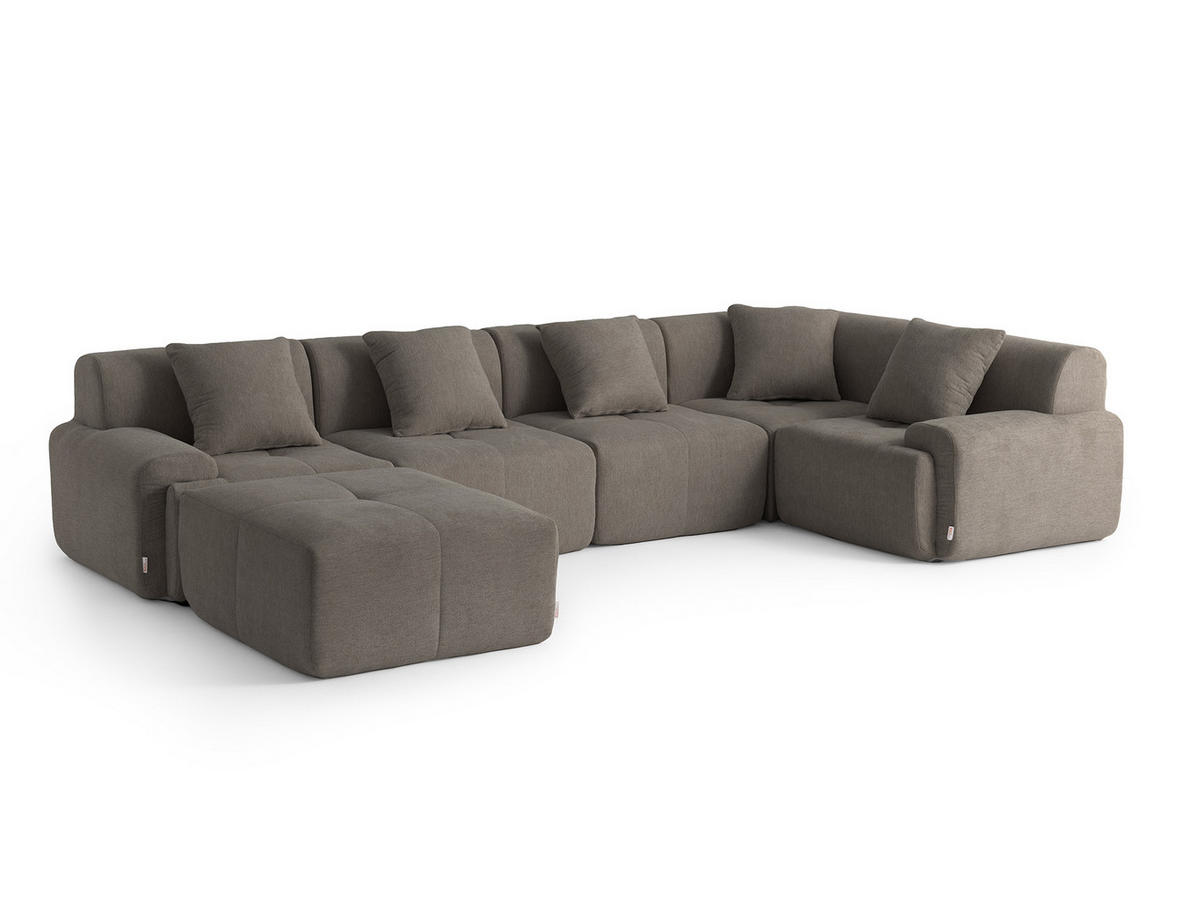 WOHNLANDSCHAFT Chenille Blaugrau - Braun, Textil (345/73/190cm) - MILYsofa