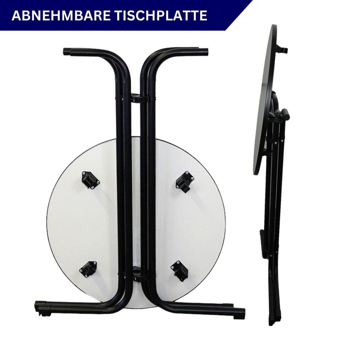 STEHTISCH mit Hussen klappbar HxØ 110x70cm MDF-Platte mit Edelstahlbeschichtung Schwarz - Schwarz, Metall (110/70/110cm) - CHEFGASTRO