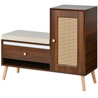 SCHUHSCHRANK aus MDF & Spanplatte 95,5x35x80,5cm in Nussbaum mit Sitzkissen - Nussbaumfarben, Holzwerkstoff (95.5/80.5/35cm) - Modfu