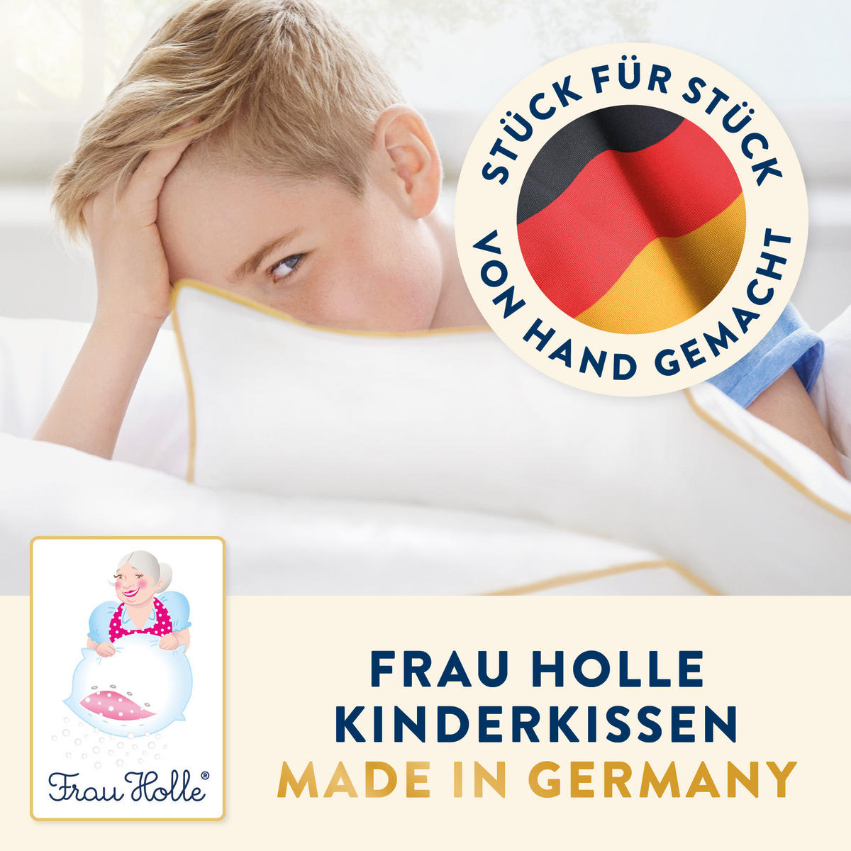 KINDERKISSEN DELUXE Gänsedaunen weich - Weiß, Naturmaterialien/Textil (40/80cm) - Frau Holle