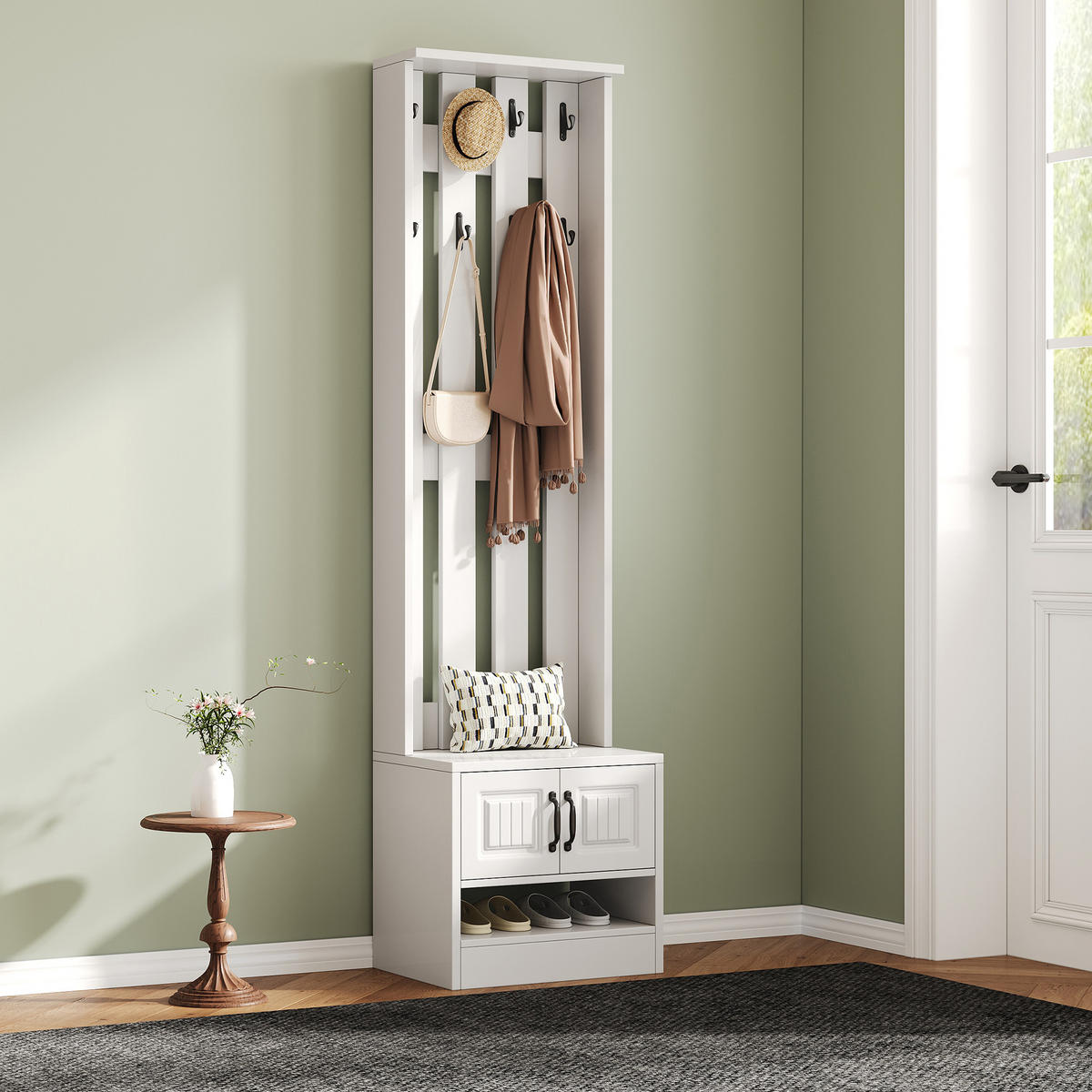 SCHUHSCHRANK aus Spanplatte 50x36x190cm in Weiß mit Kippsicherung - Weiß, Holzwerkstoff (50/190/36cm) - Modfu