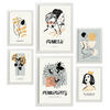 POSTER Set Mit 6 Schwarze Tinte Weiblichkeit Größe A3 & A4 Weißer Rahmen - Weiß, Papier (29.7/1cm) - Nacnic