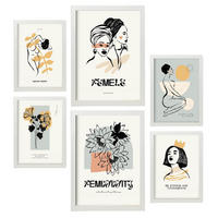 POSTER Set Mit 6 Schwarze Tinte Weiblichkeit Größe A3 & A4 Weißer Rahmen - Weiß, Papier (29.7/1cm) - Nacnic