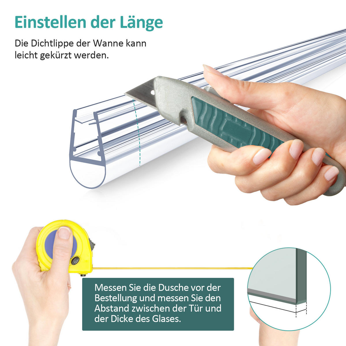 WASSERABWEISPROFIL Geeignet für 4–6 mm Sicherheitsglas 80 cm - Transparent, Kunststoff (0.6/1.8/80.3cm) - EMKE