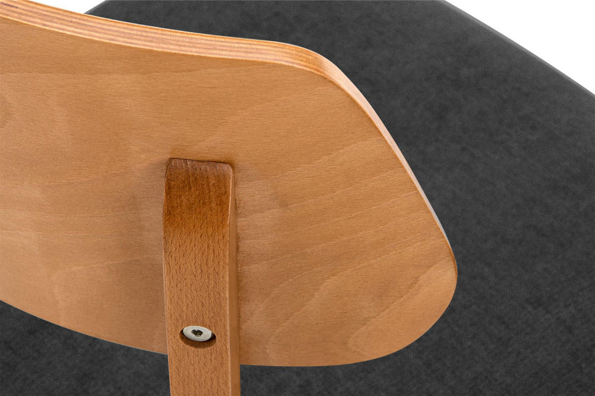 STUHL-SET VINIS 2tlg. Velours-Sitz, graphit - Eichefarben/Graphitfarben, Holz/Buchenholz (47/81/45cm) - KONSIMO®