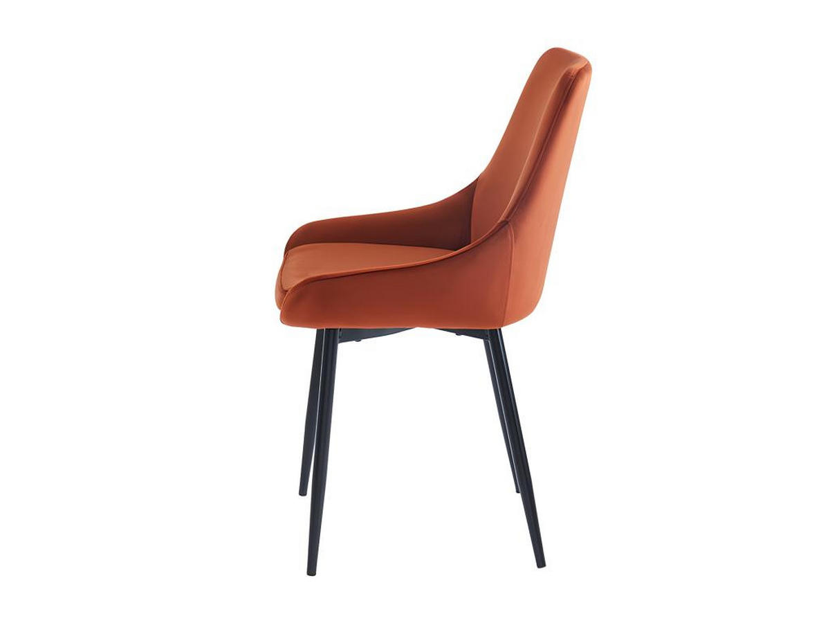 STUHL 2er-Set - Samt & Schwarzes Metall - Terracotta - MASURIE - Braun, Textil (56/85.5/49cm) - Vente-Unique