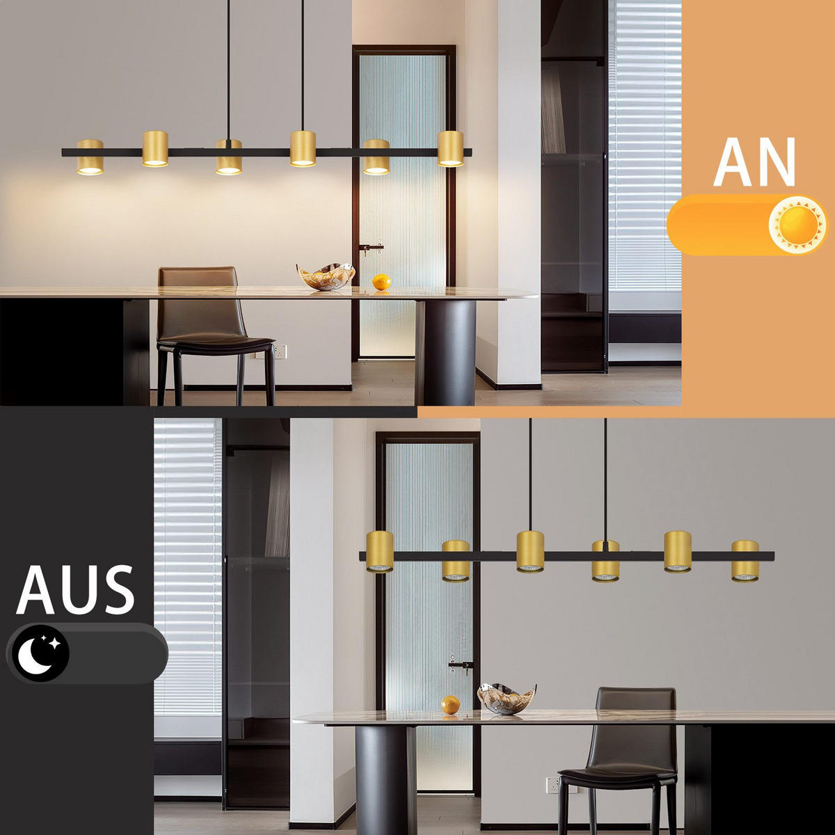 LED HÄNGELEUCHTE FRANZISKa II 85/12/155 cm - Goldfarben, Metall (85/12/155cm) - Nettlife