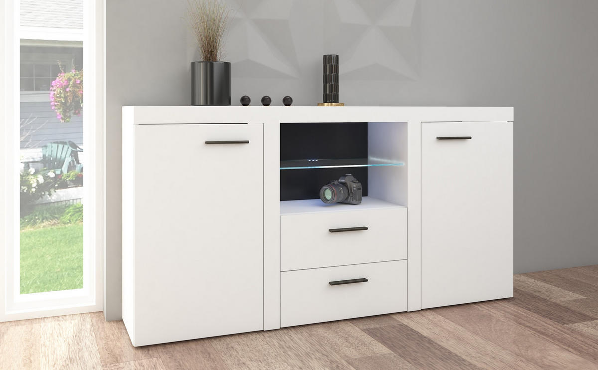 SIDEBOARD OKTAWIA 2F2S LED - Weiß, Holzwerkstoff (157/20/40cm) - Meblini
