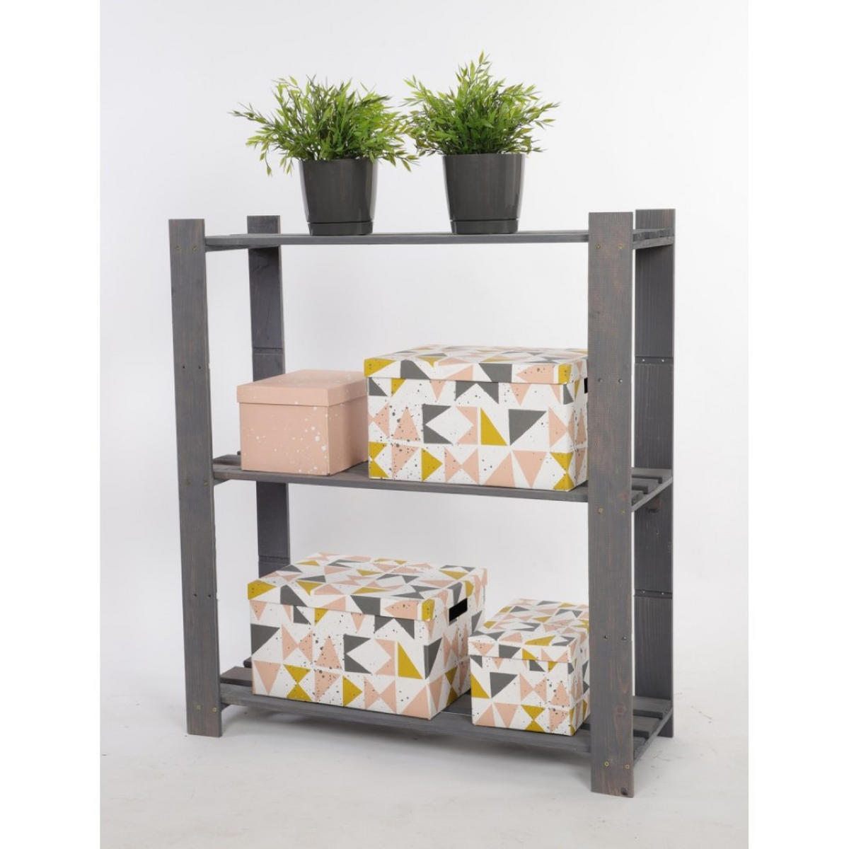 HOLZREGAL PINEPEAK 90x80x28cm 3 Fachboden 1,2cm dickes Kiefernholz Grau - Grau, Holz (80/90/28cm) - PROREGAL