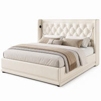 ČALOUNĚNÁ POSTEL 160/200 cm bílá, úložný prostor, LED, USB/Type-C, ekokůže, wingback - bílá, kov/kompozitní dřevo (160/200cm) - STILVORA