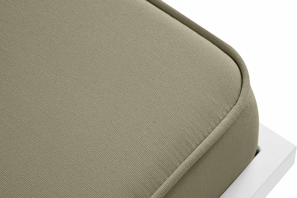 GARTENLOUNGE-HOCKER TRIGLO auf Metallfüßen, Modern, Weiß/Beige - Beige/Weiß, Textil/Metall (69/44/54cm) - KONSIMO®