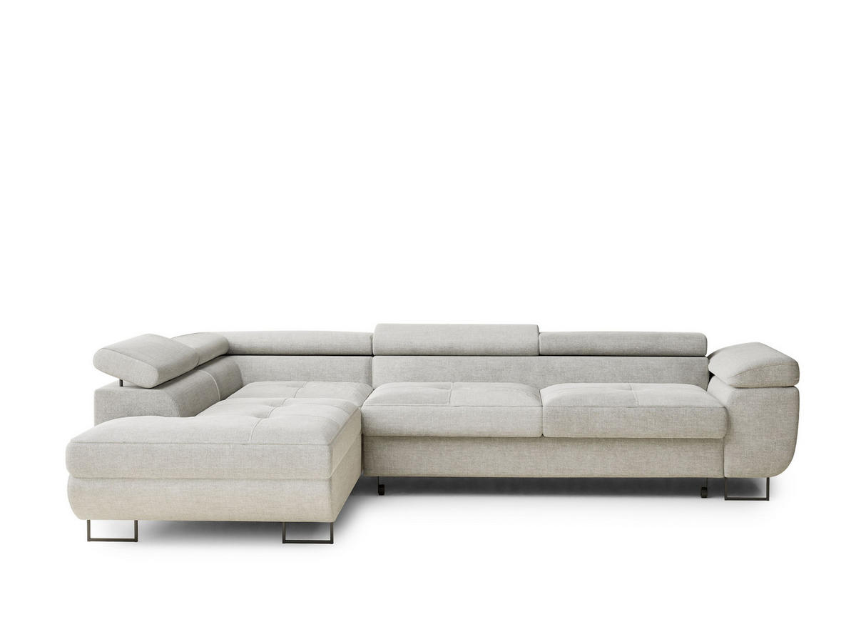 ECKSOFA Concord Grau Chenille-Stoff - Links Seite - Schwarz/Grau, Holz/Holzwerkstoff (203/277cm) - Maison de Reve