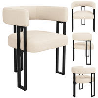 WOHNZIMMER STÜHLE mit Lammwollstoff 4tlg mit Rückenlehne - Beige, Textil (54/72/51.5cm) - EVRYAE