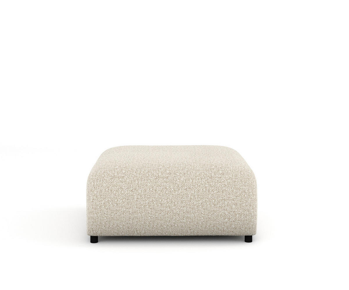 POUF S Zanzibar Beige Plüschstoff - Beige/Schwarz, Holz/Holzwerkstoff (88/37/88cm) - Maison de Reve