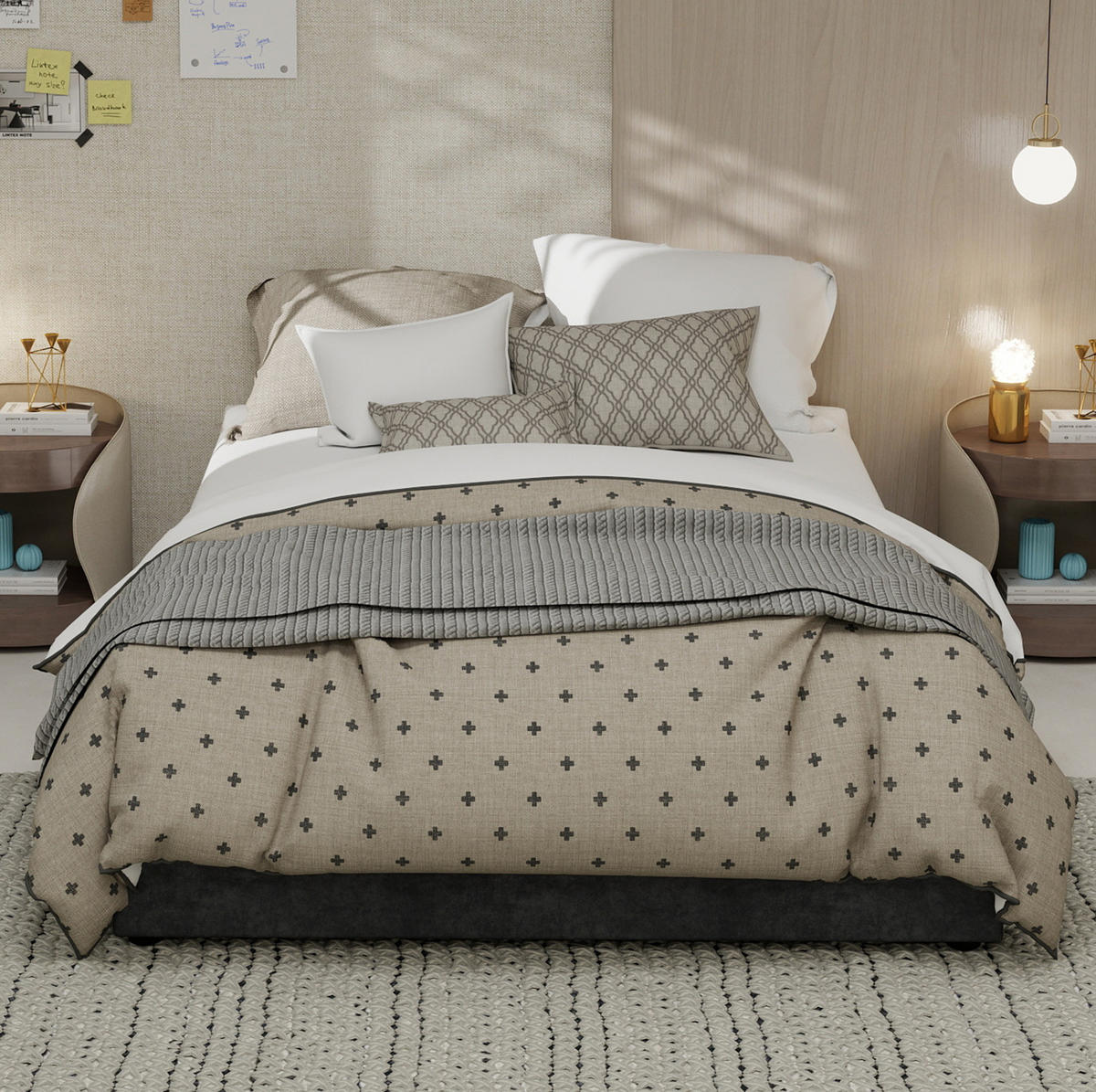 POSTEĽNÝ rám 140/200 cm sivý s plynovým zdvihom z látky a kovu - sivá, textil (140/200cm) - OKWISH