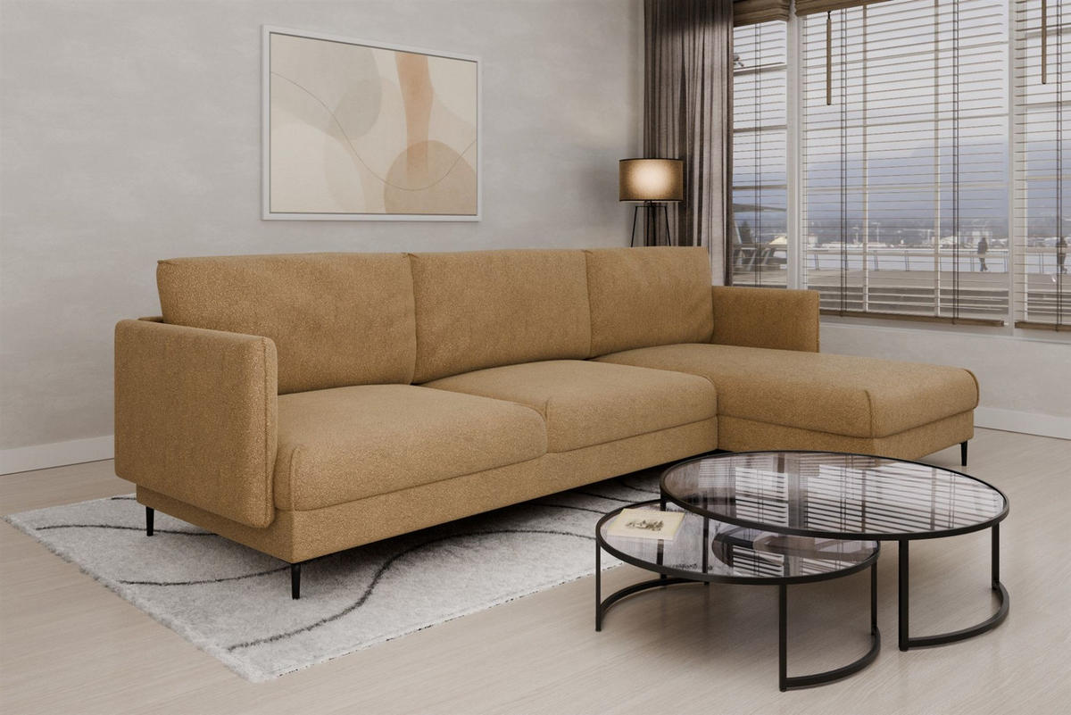 ECKSOFA Helmer In Stoff Baloo - Hellbraun, Holzwerkstoff/Textil (293/164cm) - Fun Möbel