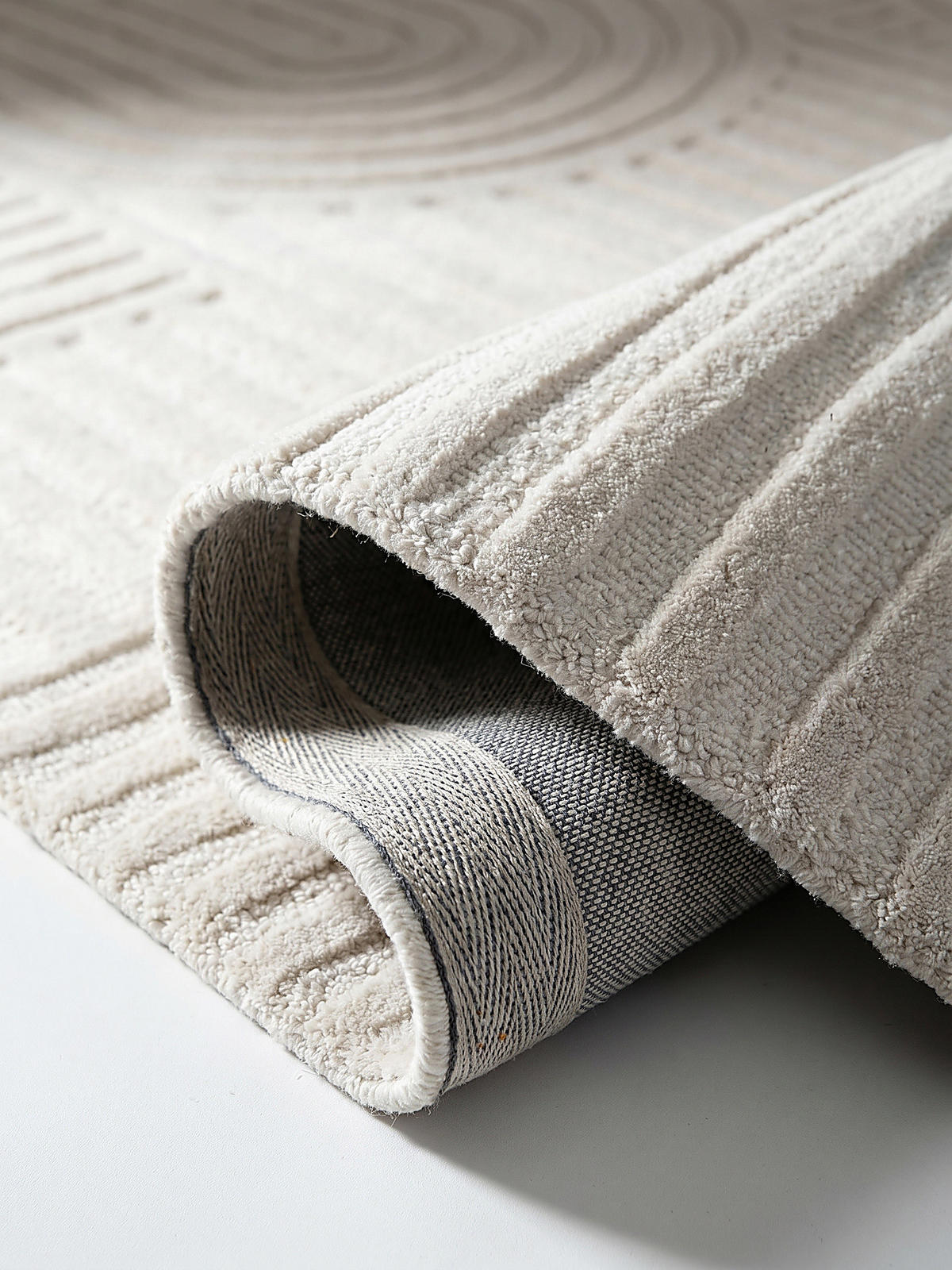 TEPPICH aus Wolle LEVEN in Elfenbein, geometrisch, 120 x 170 cm - Champagner, Textil (120/170cm) - KADIMA DESIGN