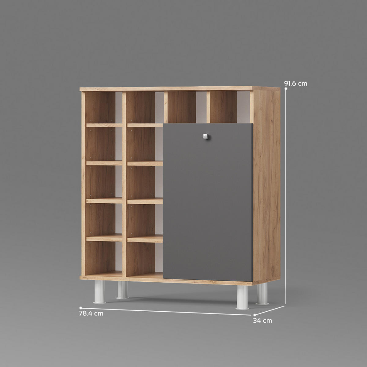 BADSCHRANK Fucino Anthrazit 78.4 x 91.6 cm - Anthrazit, Holzwerkstoff (78.4/91.6/34cm) - Livinity®