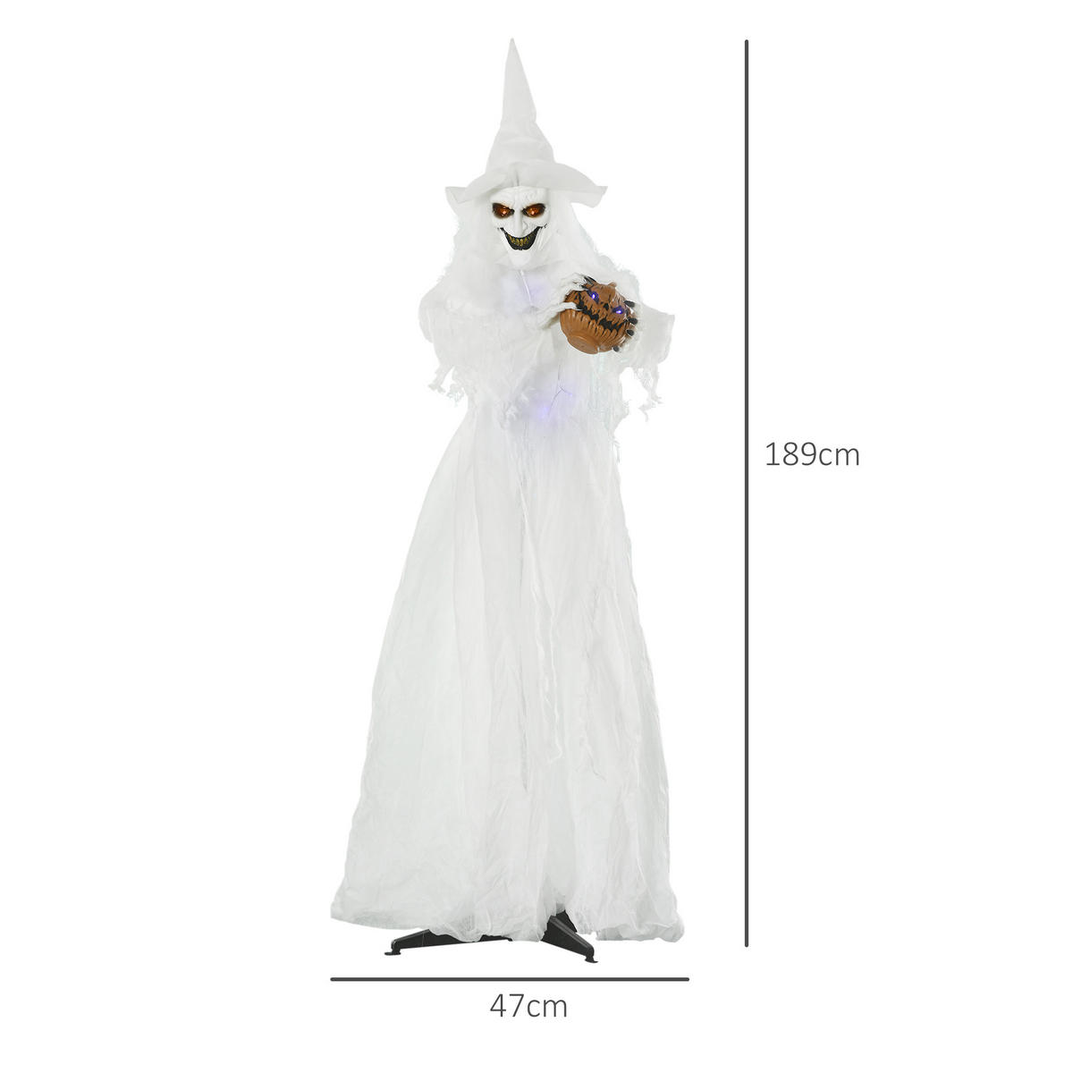 HEXE Polyester Weiß - Weiß, Kunststoff (64/189/47cm) - Outsunny