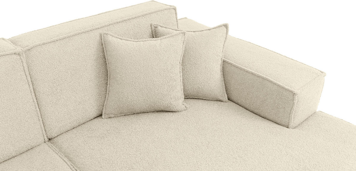 ECKSOFA Hana Loft 3-Sitzer Ecke Rechts, Boucle, Beige 241/80/168 cm - Beige/Schwarz, Textil/Metall (241/168cm) - WFL GROUP