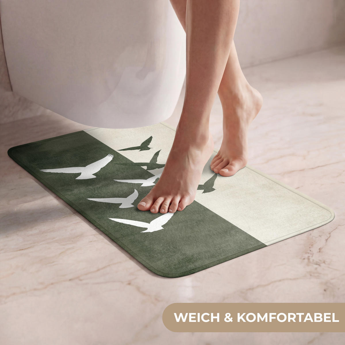 WC PŘEDLOŽKA Japandi - Pták - Zelený 40x60 cm - olivově zelená, textil/plast (40/1cm) - OnlyWow