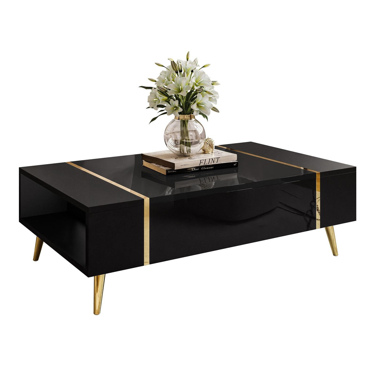 COUCHTISCH ONYX HOCHGLANZ - Schwarz, Holzwerkstoff (65/104/41.5cm) - Lookway