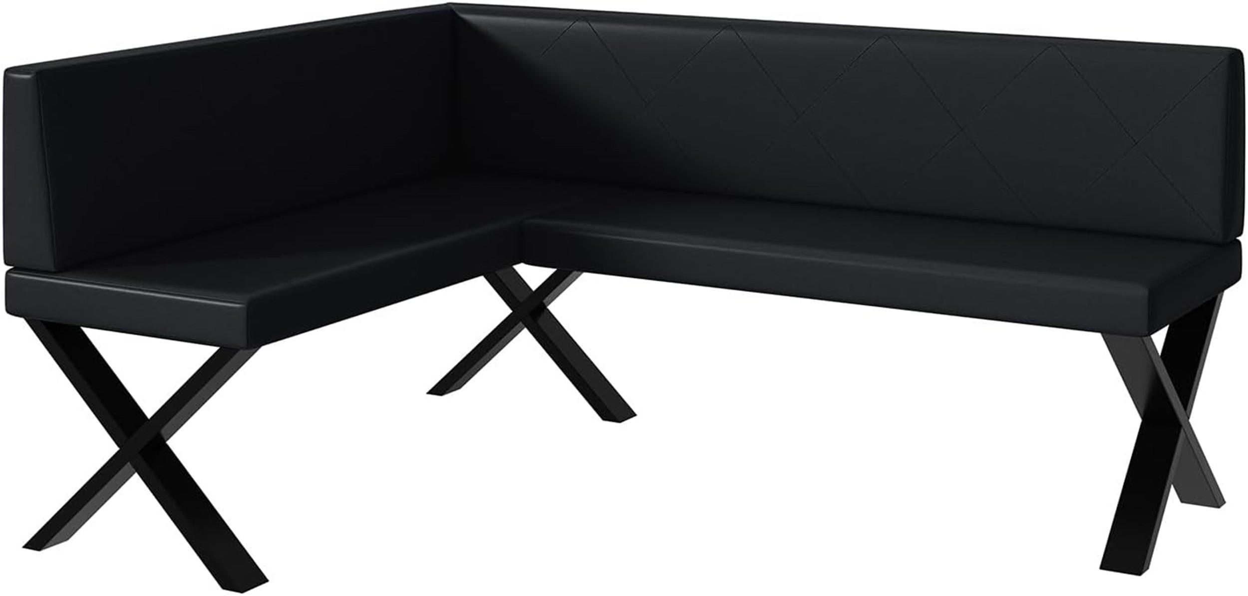 ECKBANK ERIC_X - Schwarz, Leder (128/168cm) - Meblini