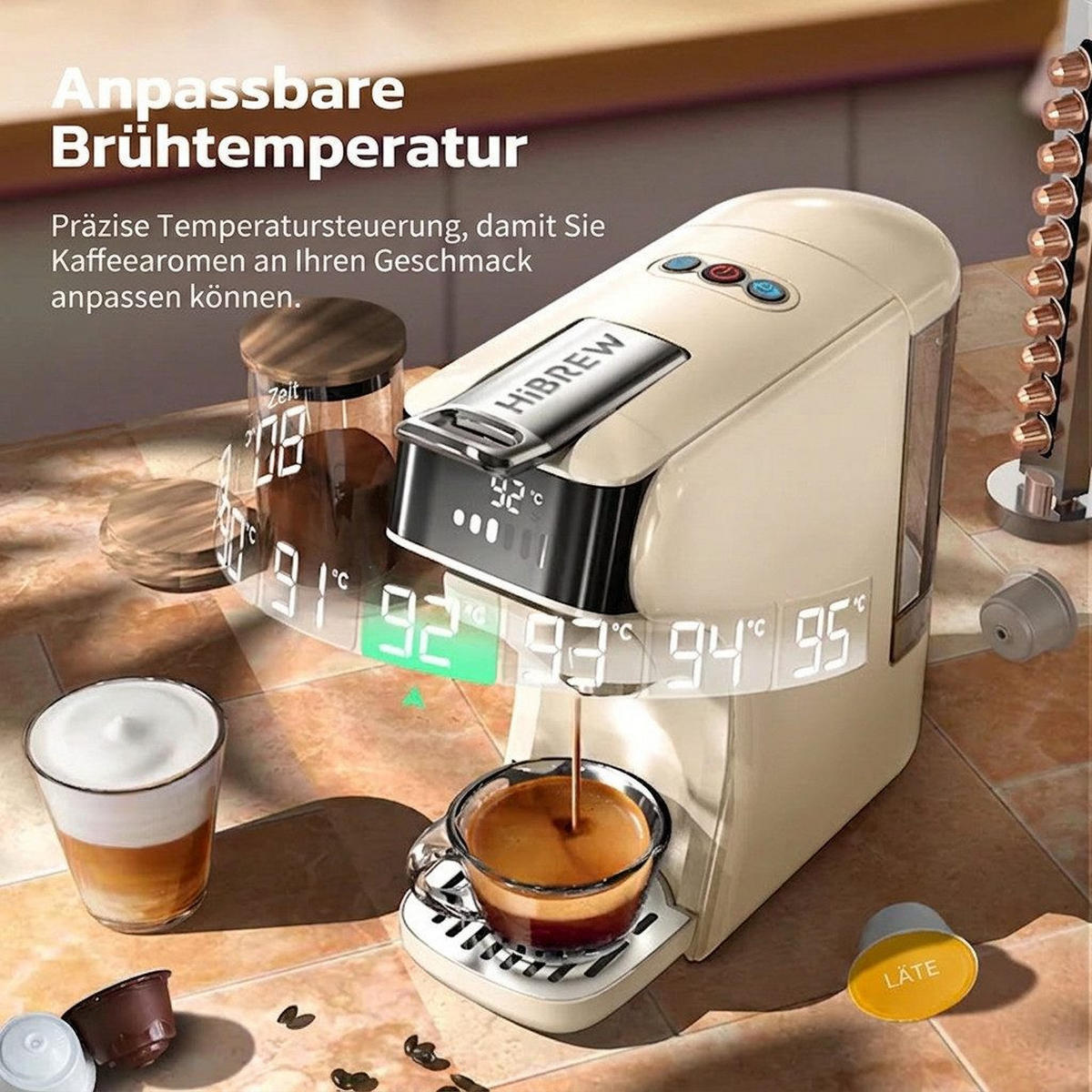 FILTERKAFFEEMASCHINE 6-in-1 20 Bar Edelstahlfilter Espresso-Extraktion - Beige, Metall (11/26/26cm) - BEXEVUE