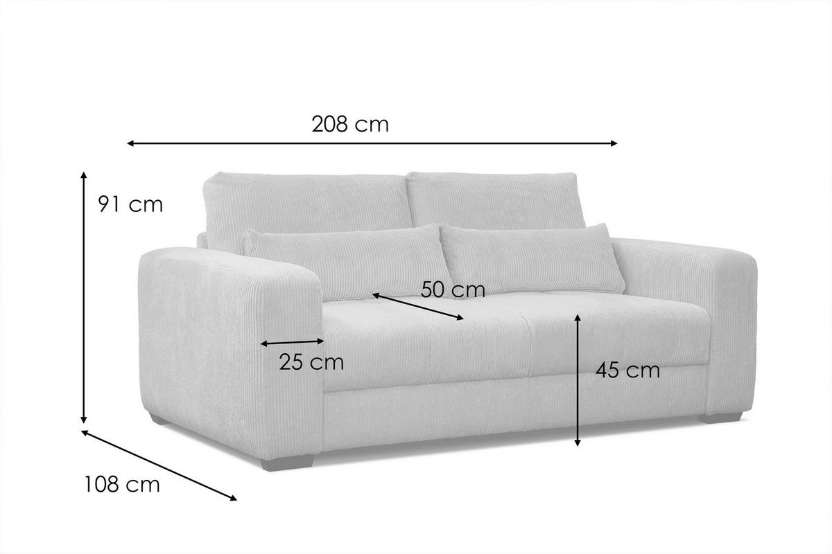 SOFA OLI 3-Sitzer, dunkelgrau - Dunkelgrau, Holz/Textil (208/91/108cm) - Courtois Laville