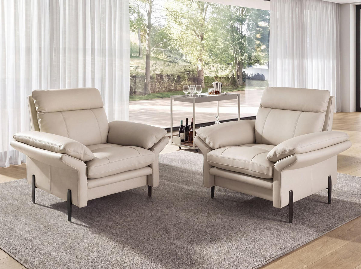 SESSEL Sessel aus taupegrauem Leder 110/96/94 cm - Taupe/Greige, Leder/Metall (110/94/96cm) - ANGEL CERDA