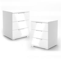 NACHTTISCH Florenz Weiß Hochglanz 46.2 x 60.5 cm 2er Set - Weiß Hochglanz/Weiß, Holzwerkstoff (46.2/60.5/42cm) - Vicco