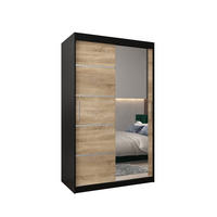 SCHWEBETÜRENSCHRANK 200/120/62 2-türig - Silberfarben/Schwarz, Holz/Kunststoff (120/200/62cm) - Abiks Möbel