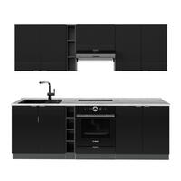 KÜCHENZEILE Fame-Line, Schwarz gestreift/Anthrazit, 235 cm, AP Marmor - Anthrazit/Schwarz, Holzwerkstoff (235/81.6/60cm) - Vicco