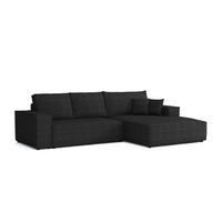 ECKSOFA MARCO 294/185 in Cord Schwarz mit Schlaffunktion rechts - Schwarz, Holz/Holzwerkstoff (294/185cm) - Deine Möbel 24