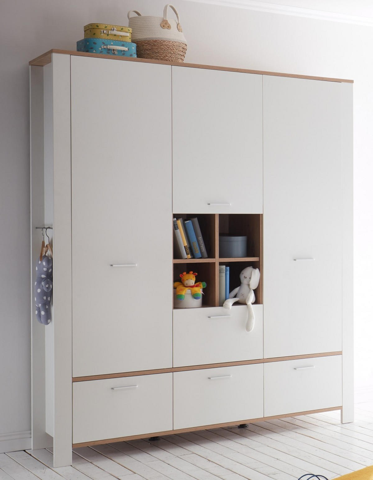 BABYZIMMER Adele in Weiß und Asteiche 4 teilig - Weiß, Holzwerkstoff (120/200/80cm)