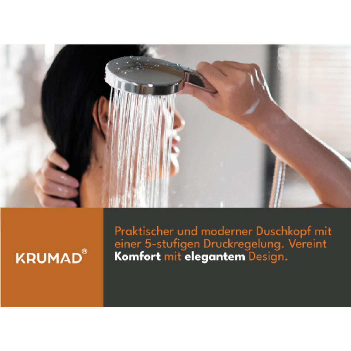 DUSCHKOPF mit Schlauch - Silberfarben, Kunststoff (12cm) - KRUMAD