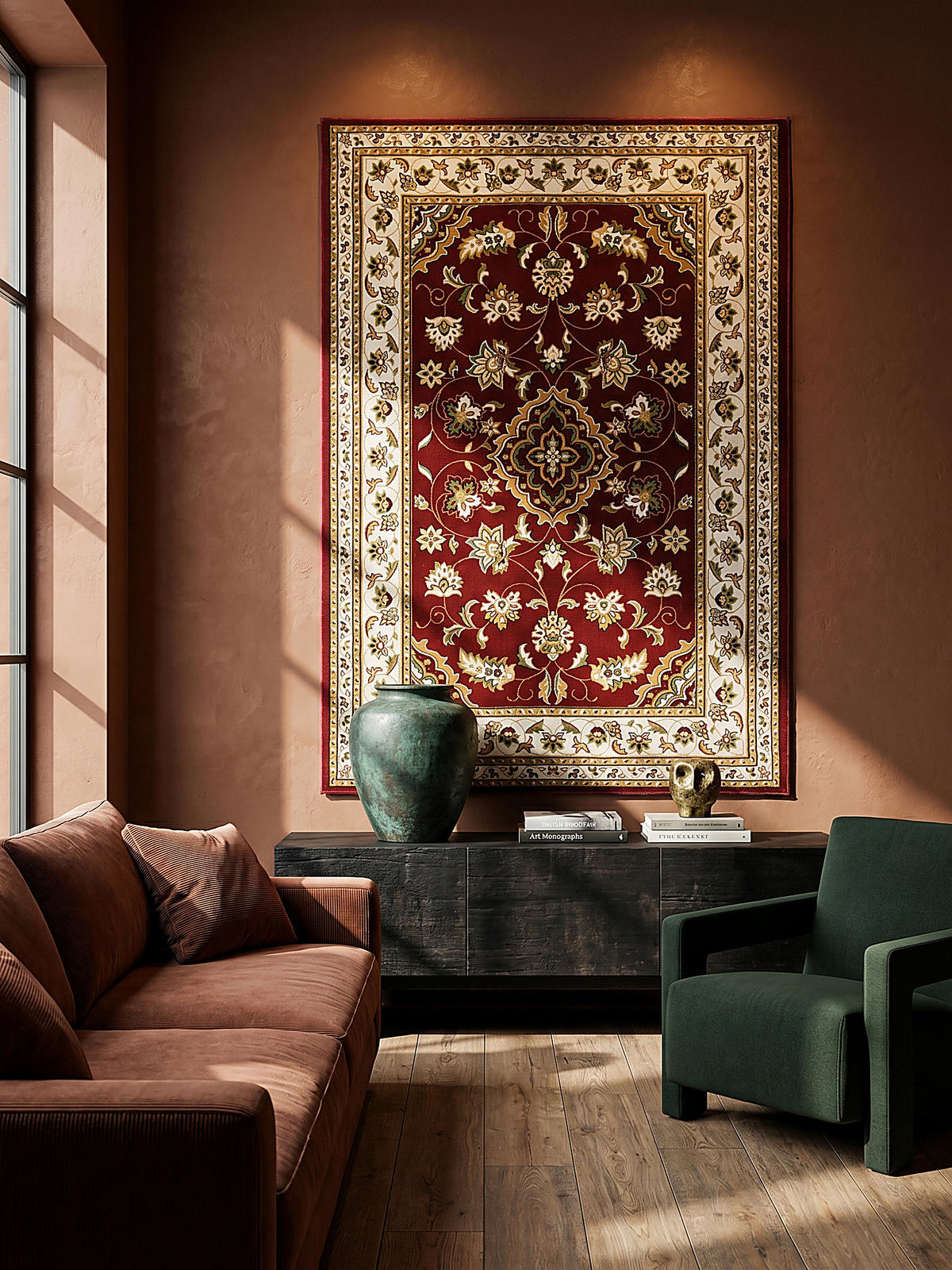 TEPPICH GLAZERT, klassisch-floral, Rot, 200 x 290 cm - Rot, Textil (200/290cm) - KADIMA DESIGN