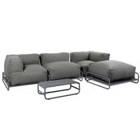 GARTENMÖBEL 4er-Set, Grau - Grau, Textil - Oviala