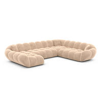 WOHNLANDSCHAFT Liva Beige Samtstoff U-Form XXL Links - Beige, Textil (323/70/258cm) - VAROYAL