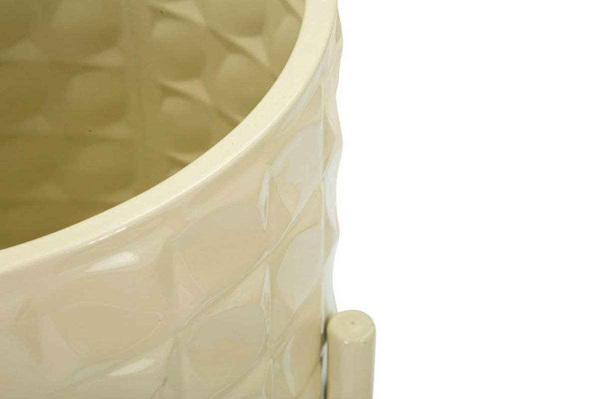 PFLANZENSTÄNDER IM 3ER-SET Hgolder Betsy, cremefarben, Eisen, Höhen 56,5, 48,5 und 37,5 cm - Creme, Metall (36/36/57cm) - Mauro Ferretti