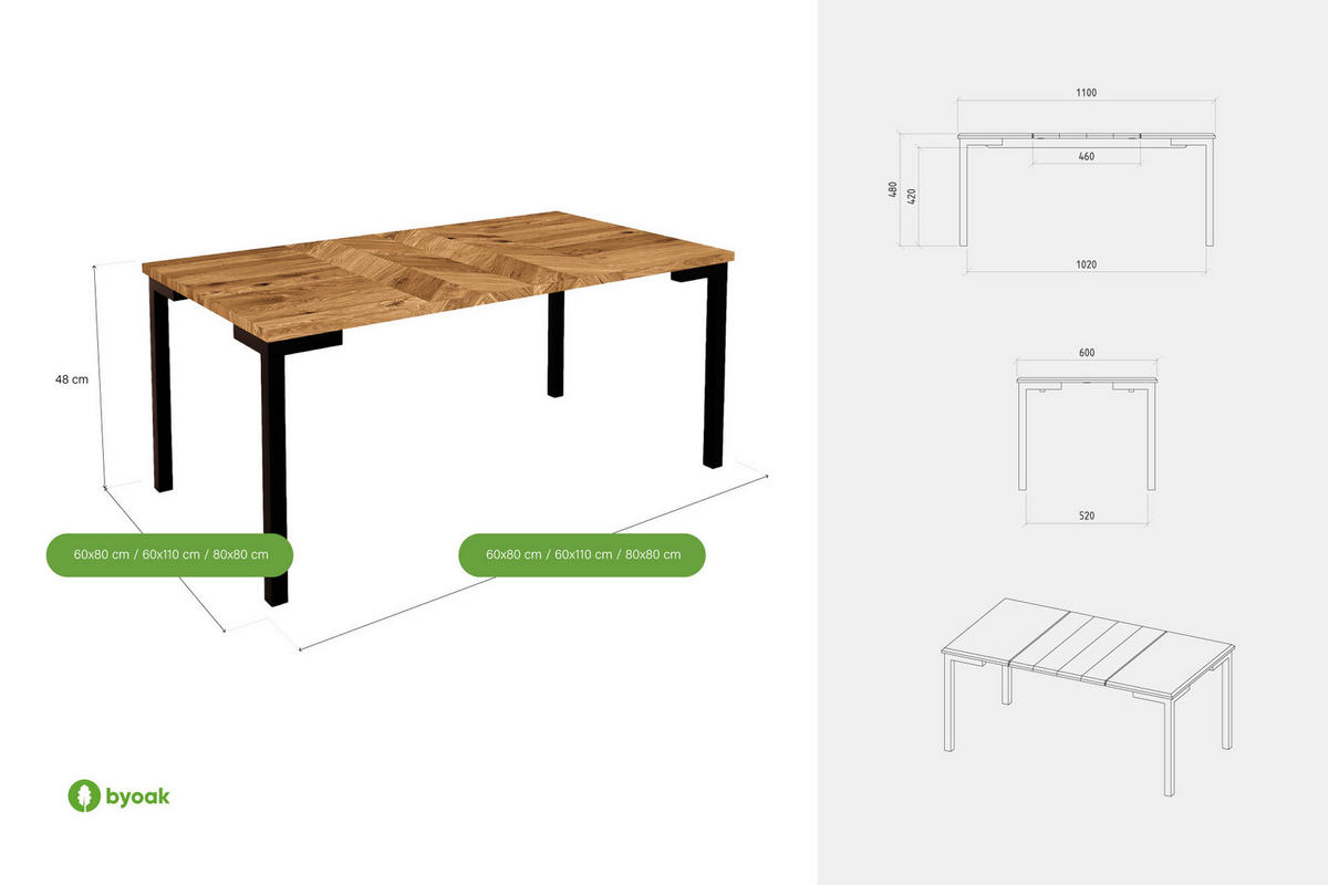 KAFFEETISCH LEON 110x60 Kernbuche - Kernbuche, Holz (60/110/48cm) - byoak