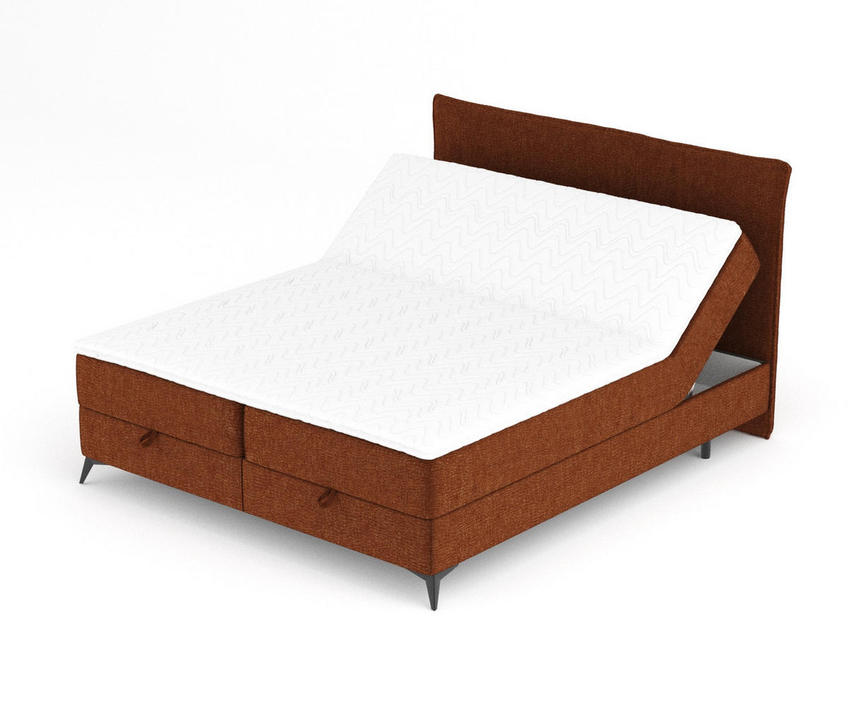 BOXBETT Peru Kupferfarbe 160/200 cm im Chenille-Stoff - Schwarz/Kupferfarben, Holz/Holzwerkstoff (160/200cm) - Maison de Reve