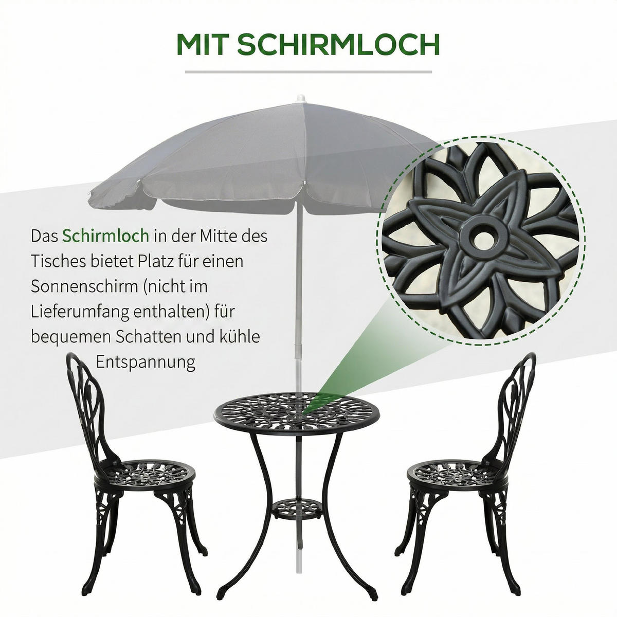 SITZGRUPPE DE-07293 für 2 Personen mit Tisch und Klappstühlen Schwarz - Schwarz, Metall - ComfortXL