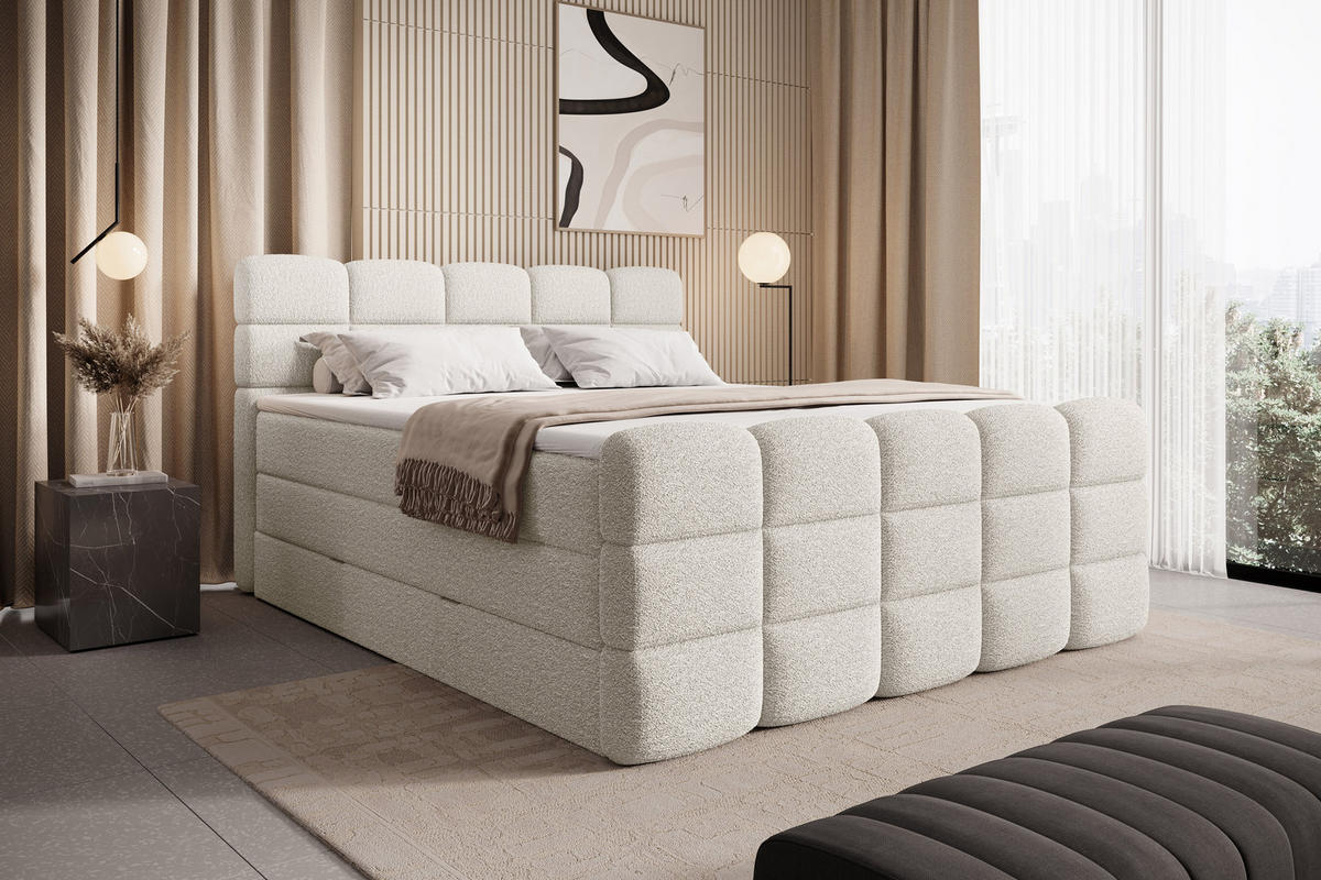 BOXSPRINGBETT Carenzo 1 creme 200/200 cm H3/H4 - Creme, Textil (200/200cm) - wonello