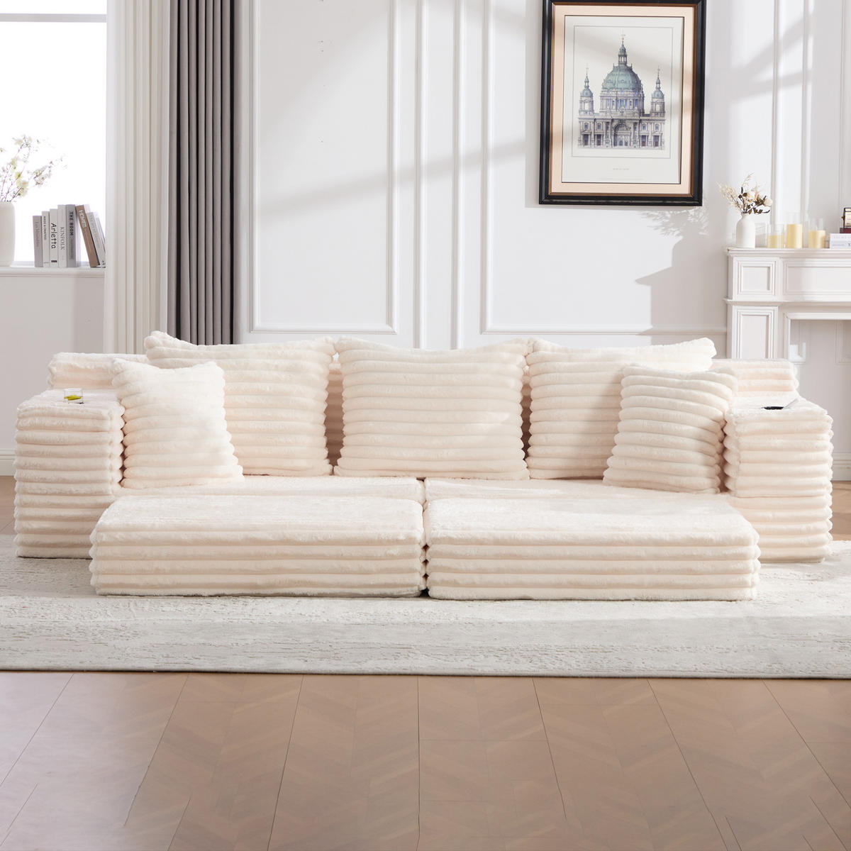 SCHLAFSOFA frei kombinierbar 273 x 98 cm Cord Beige - Beige, Kunststoff (38.58/34.25/107.48cm) - Meubliv