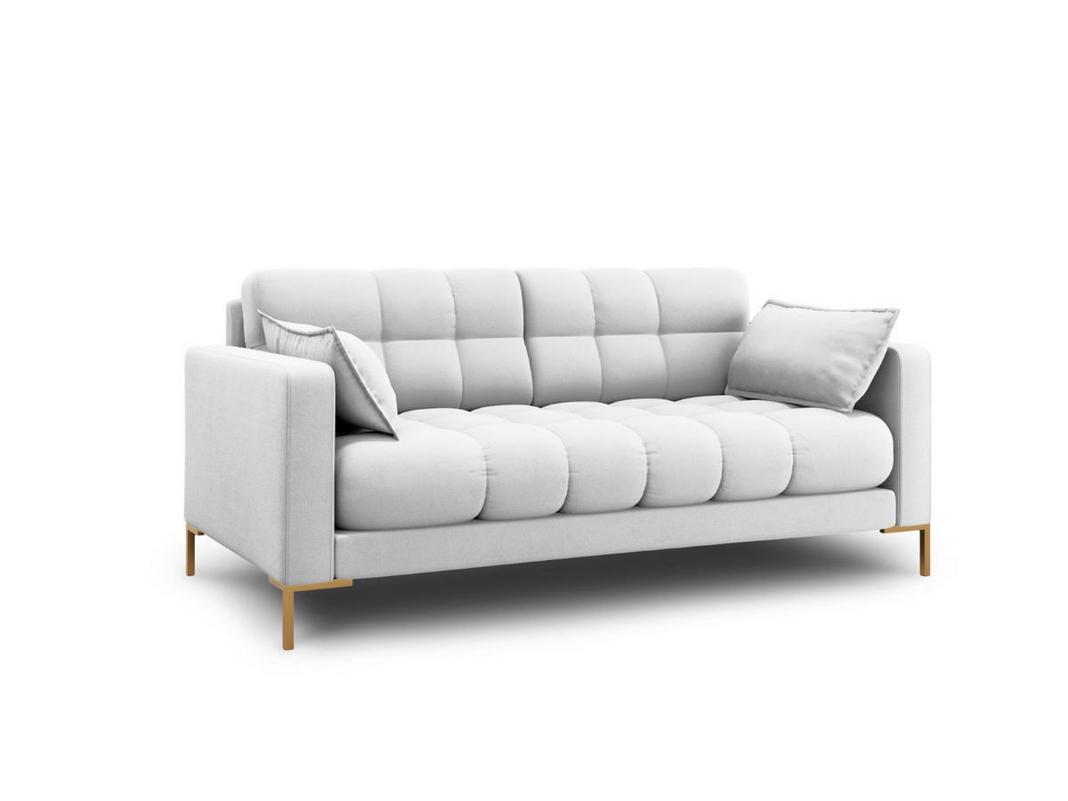 SOFA Mamaia aus strukturiertem Stoff hellgrau 2 Sitzplätze - Hellgrau, Textil (92/75/152cm) - Micadoni