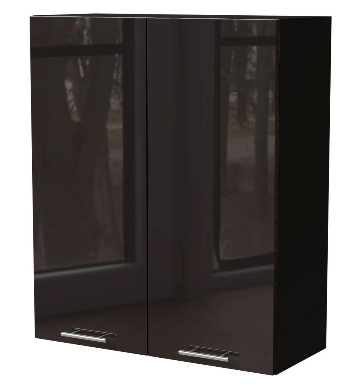 KÜCHENHÄNGESCHRANK Essen W4/80 Schwarz Hochglanz / Schwarz Matt 80 / 32,5 / 96cm - Schwarz Hochglanz/Schwarz, Holz/Holzwerkstoff (80/96/32.5cm) - Feldmann-Wohnen