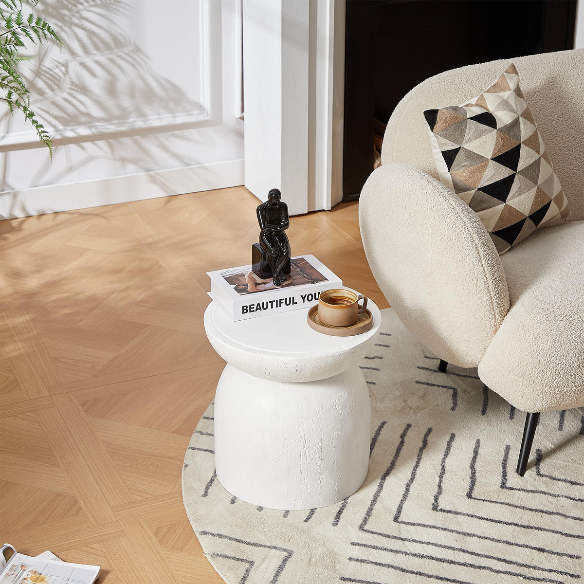 BEISTELLTISCH Rund Weiß 45 x 45 x 52 cm - Weiß, Metall (40/40/40.5cm) - Nordlys